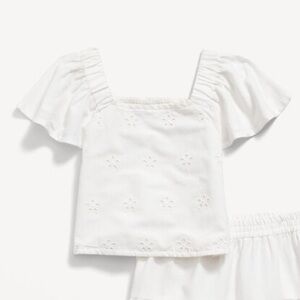 OLD NAVY White Lace Flutter Sleeve Boho Split Sleeve Top 4T